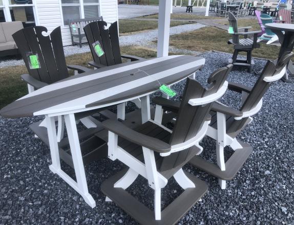 surf board Picnic table with 4 swivel chairs