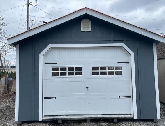 14x32 Peak Garage w Loft, Shelves and Clear Ridge Cap