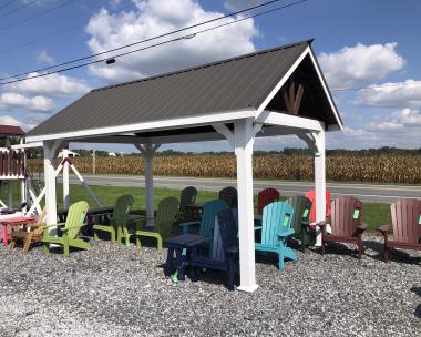 10x16 vinyl pavilion with 8/12 pitch metal roof  $9466.00 