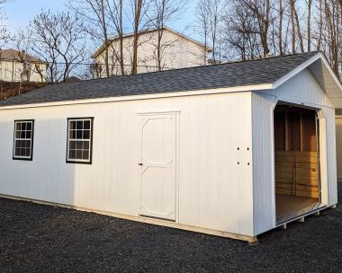 White A-Frame Single Car Garage