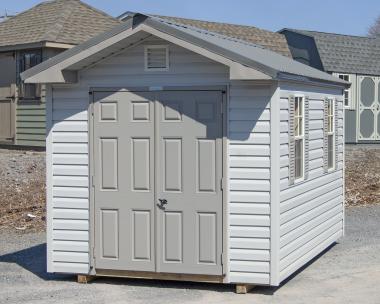 8x12 Vinyl Front Entry Peak Style Storage Shed from Pine Creek Structures of Spring Glen