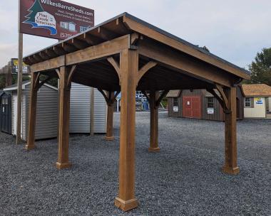 12x20 Lean-To Rough-Cut Hemlock Pavilion