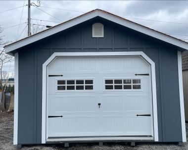 14x32 Peak Garage w Loft, Shelves and Clear Ridge Cap