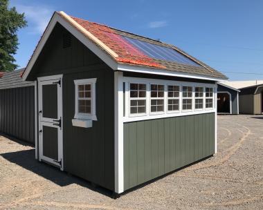 10x12 Garden House w Clear Roof and Potting Bench