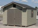 10x12 Front Entry Peak Style Storage Shed with Shelves Built Inside From Pine Creek Structures